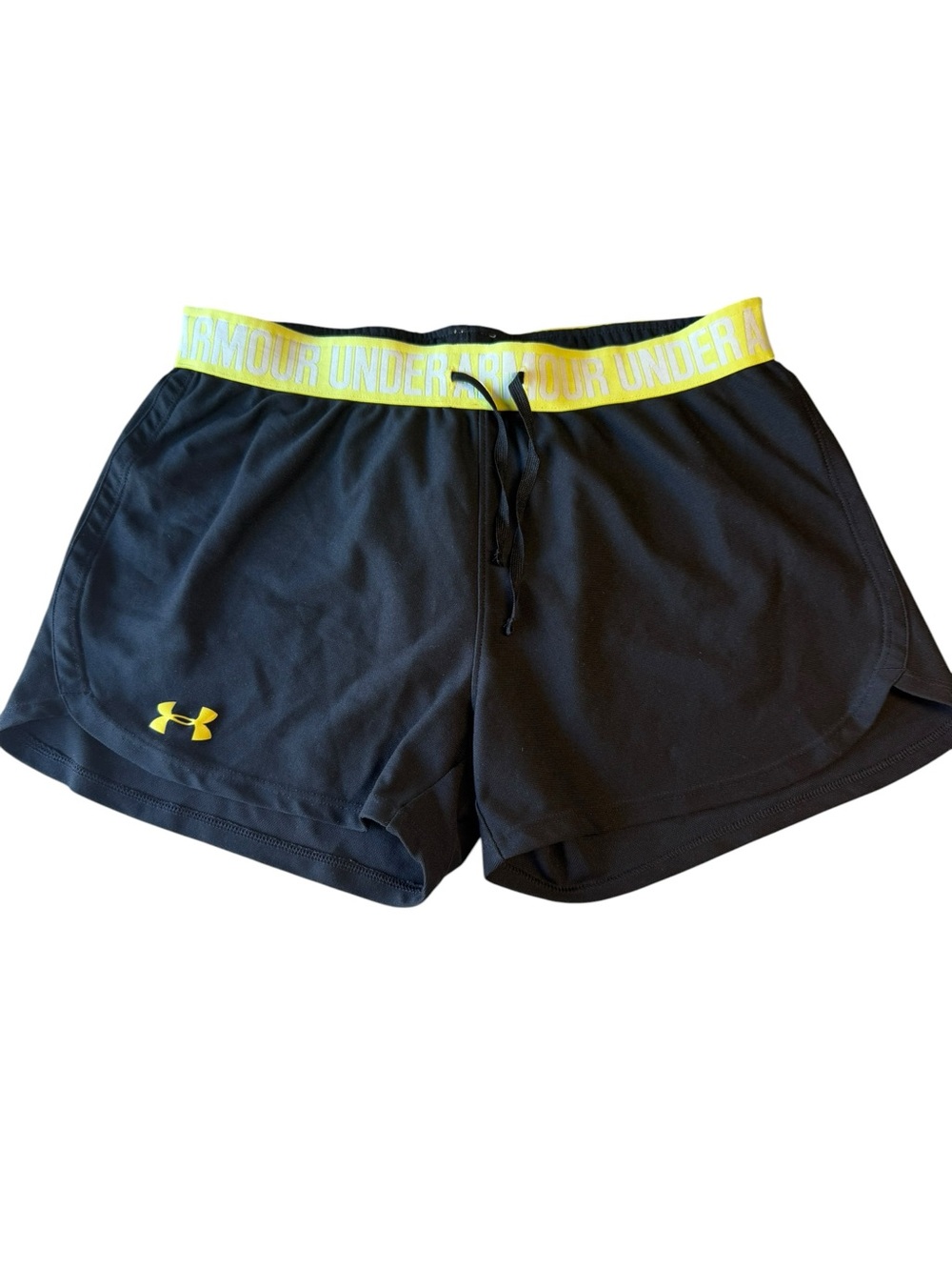 Under Armour Black Shorts with Yellow Branded Waistband